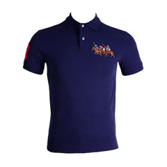 RL MEN S/S TRIPLE PONY POLO SHIRT 798004 NVY L (IR) M - MamasJan mens wear