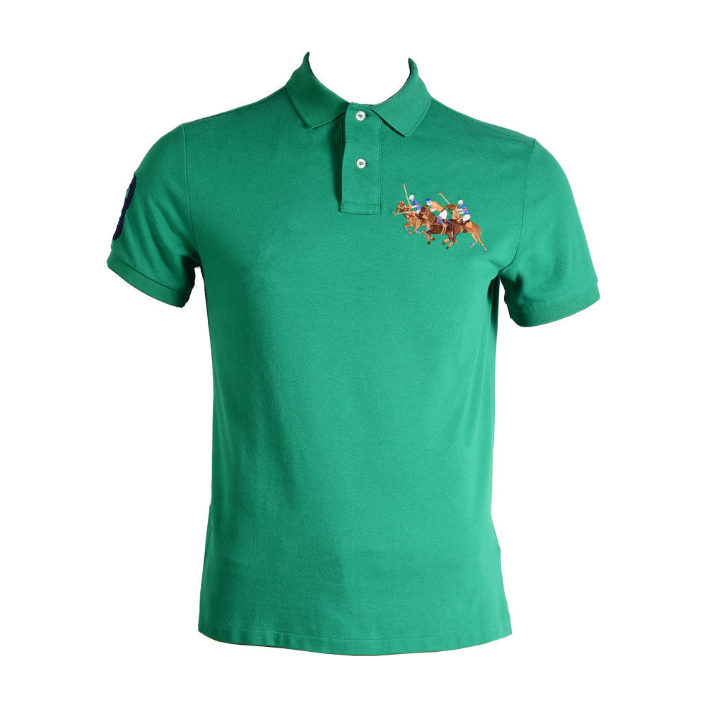 RL MEN S/S TRIPLE PONY POLO SHIRT 798010 GRN L (IR) S - MamasJan mens wear