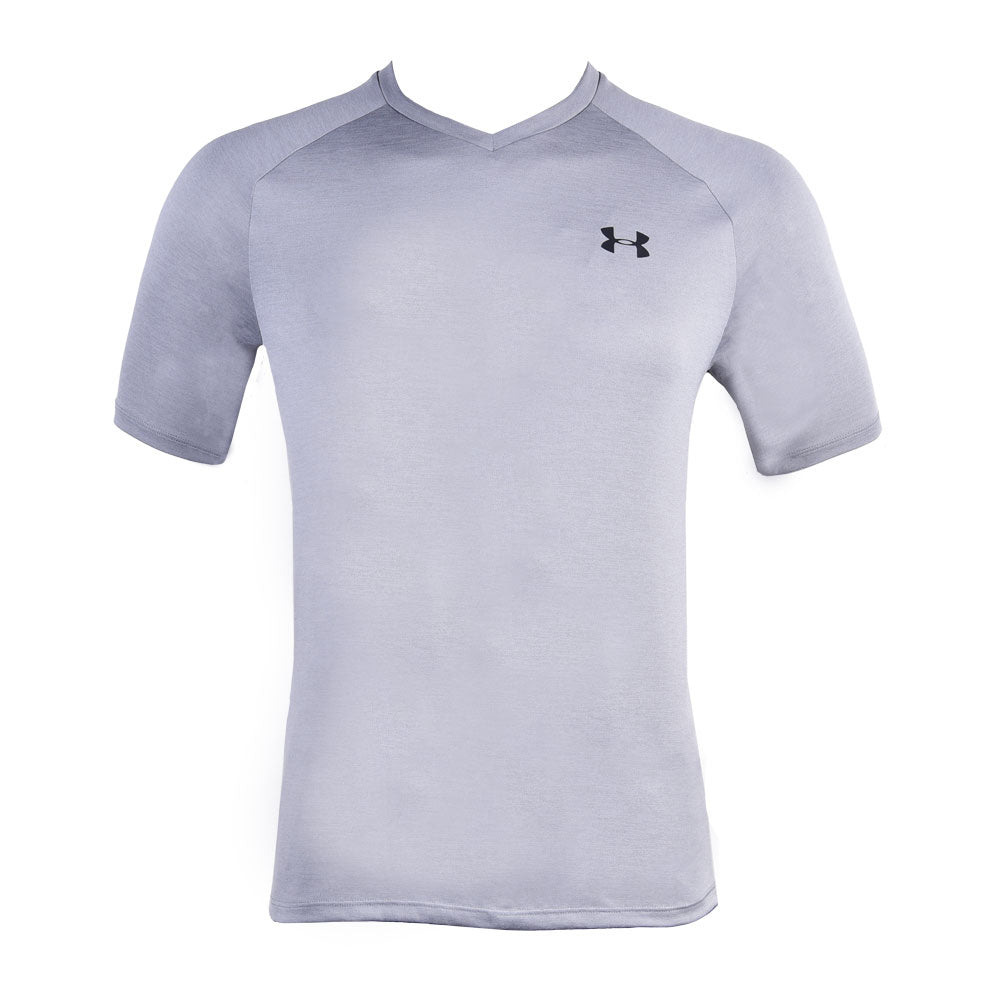 UA MEN S/S V NECK T.SHIRT 1328190-035 GRY L (IR) L - MamasJan mens wear