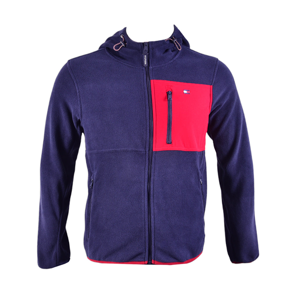 TH MEN L/S FLEECE HOODIE ZIPPER 151AF238 NVY/RED L (IR.W) XL - MamasJan Mens wear sale