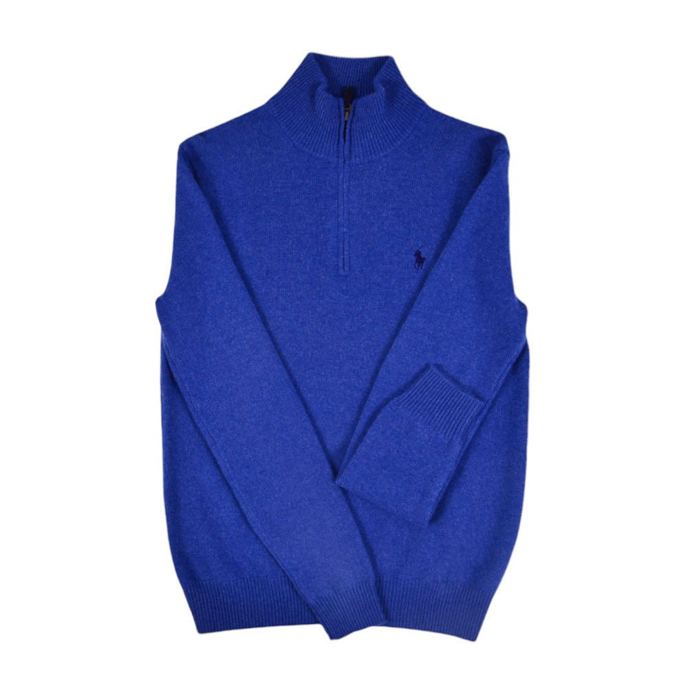 RL MEN L/S HALF ZIPPER SWEATER 357004 BLU L (IR.W) M - MamasJan mens wear