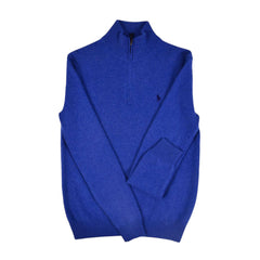 RL MEN L/S HALF ZIPPER SWEATER 357004 BLU L (IR.W) M - MamasJan mens wear