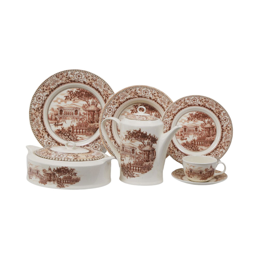 DINNER SET ROYAL STAFFORD 91PC 1047B BROWN Default Title - MamasJan Crockery