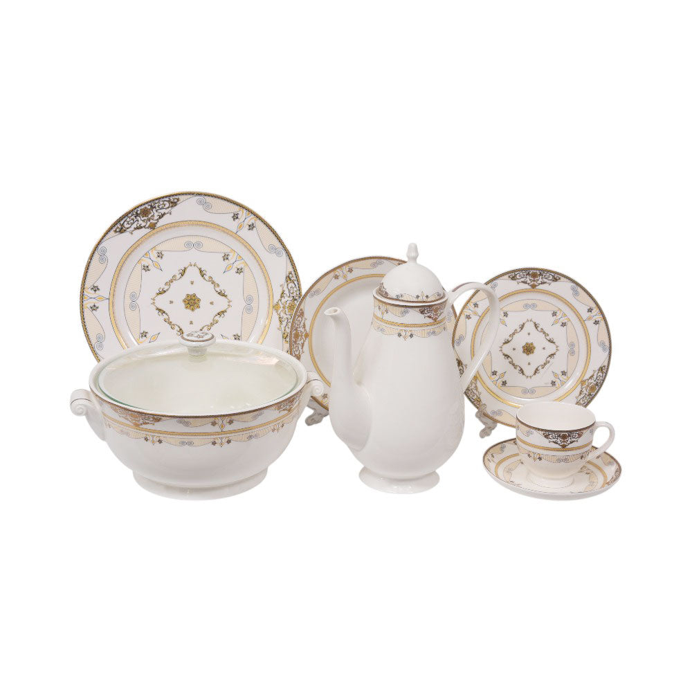 DINNER SET BONE CHINA 61PC YG19196FT Default Title - MamasJan Crockery