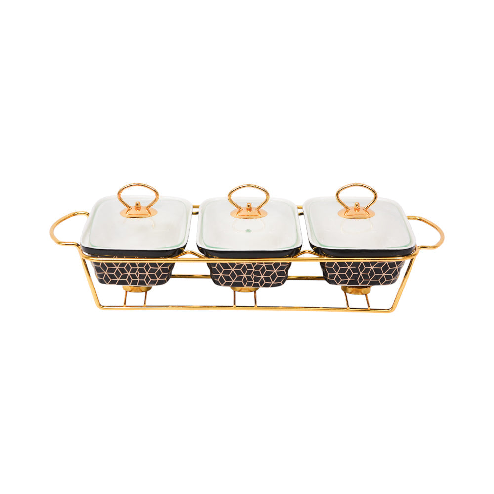 DONGA SET 3PC RECTANGULAR MORE & MORE CX2532-3A BLACK Default Title - MamasJan Crockery
