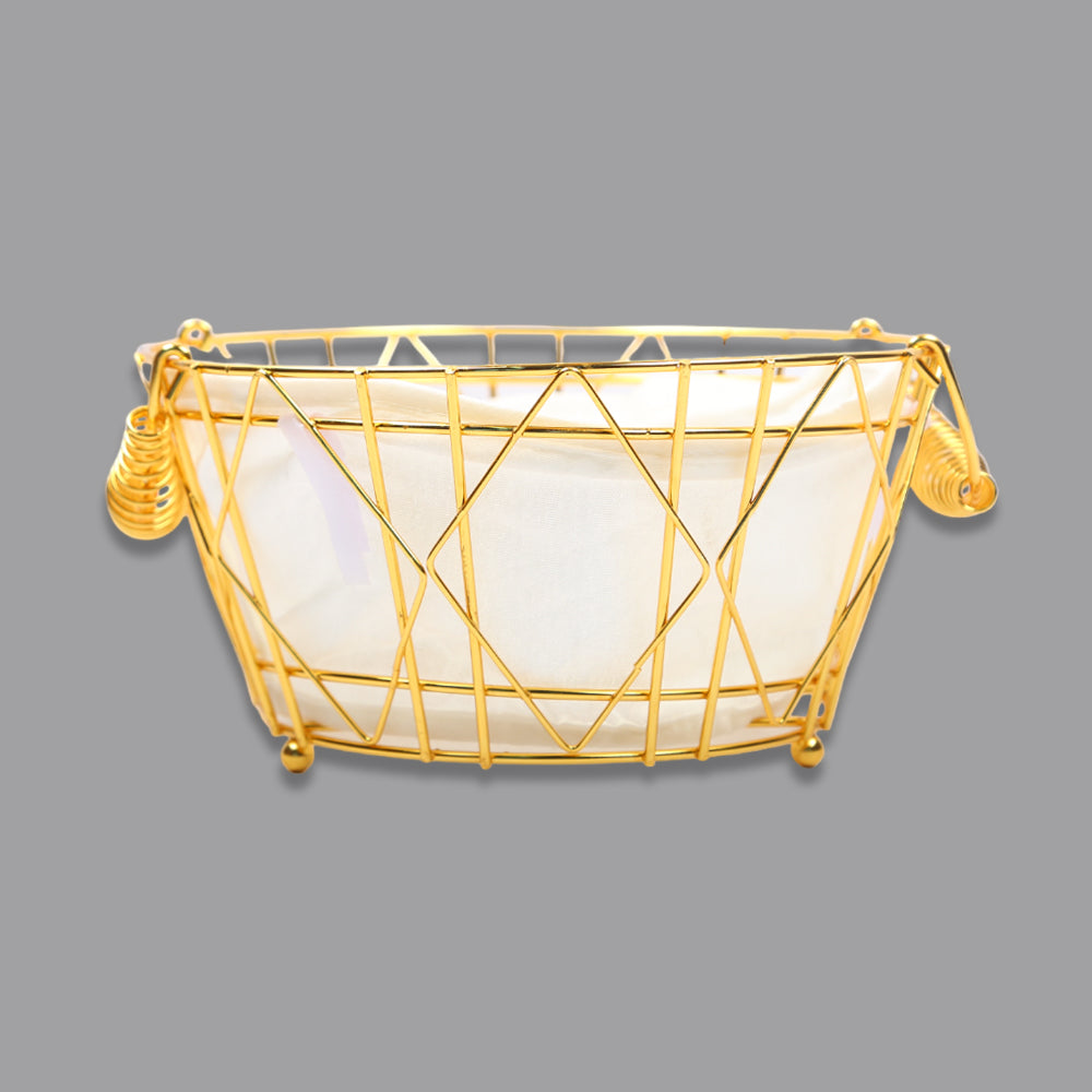 BREAD BASKET ROUND GOLDEN IR S011 Default Title - MamasJan Crockery