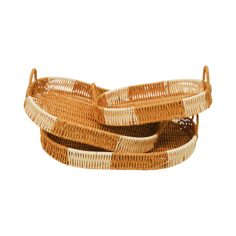 TRAY SET 3PC CANE OVAL IR 1365-11 Default Title - MamasJan Crockery