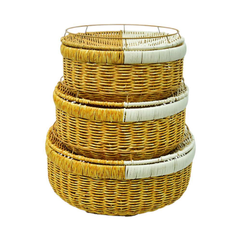 FRUIT BASKET SET 3PC CANE IR 1356-23 Default Title - MamasJan Crockery