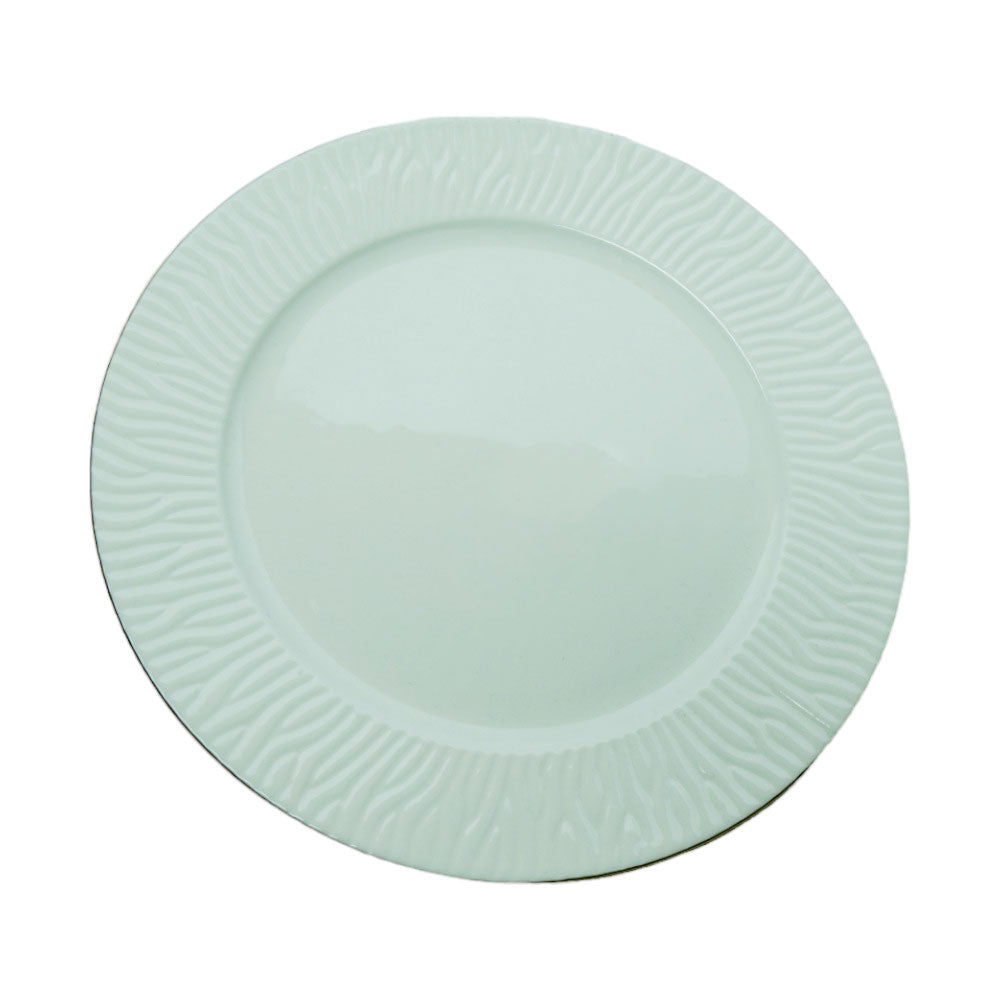 PLATE DINNER WHITE PORCELAIN CIRCLE EMBOSSED 9.5INCH IR Default Title - MamasJan Crockery