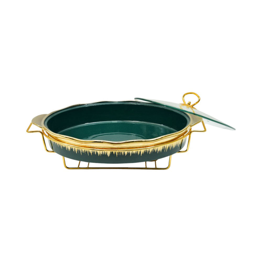 DONGA PORCELAIN OVAL 15INCH GREEN Default Title - MamasJan Crockery