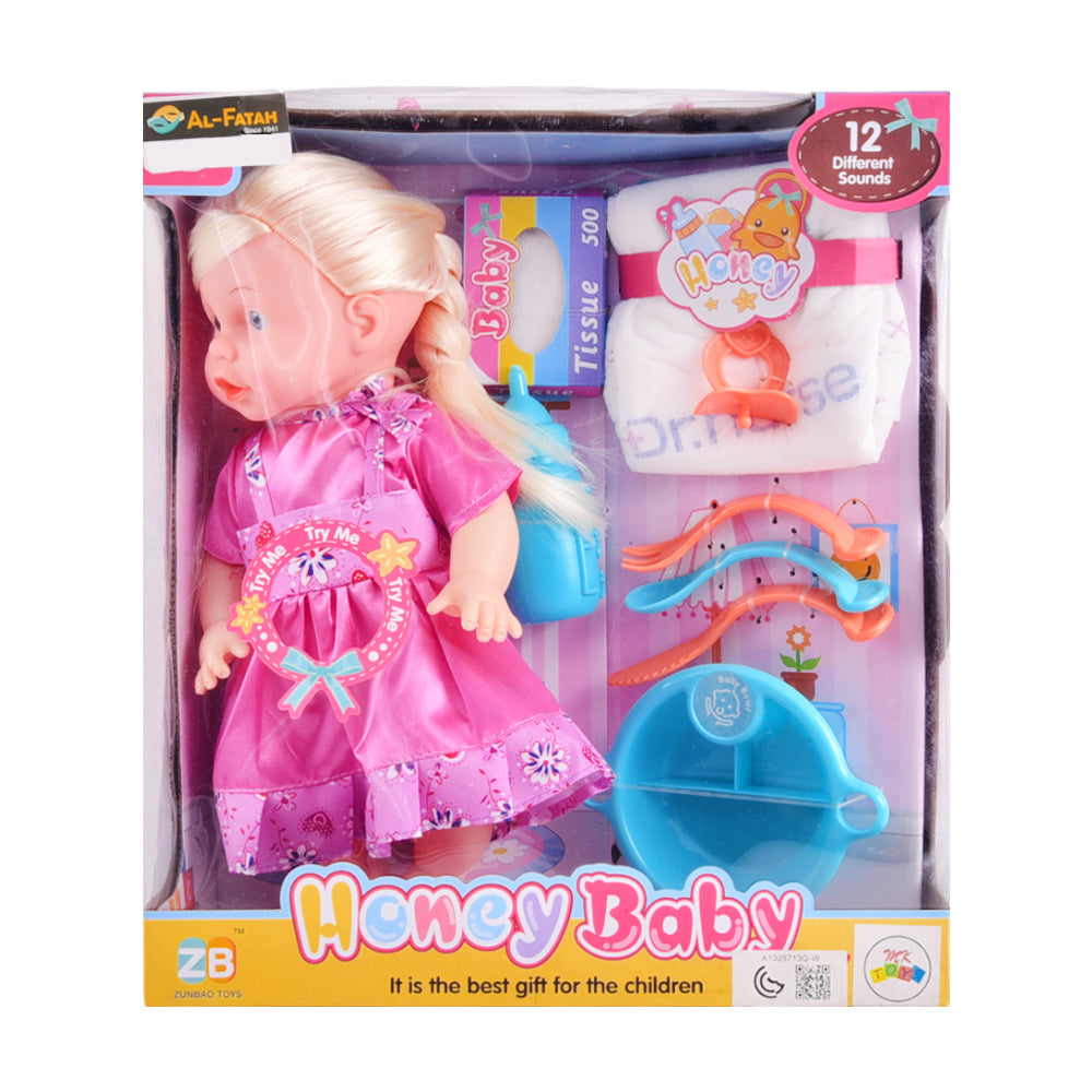 ZB758-27 BABY HONEY DOLL WITH ACC D Default Title - MamasJan Toys