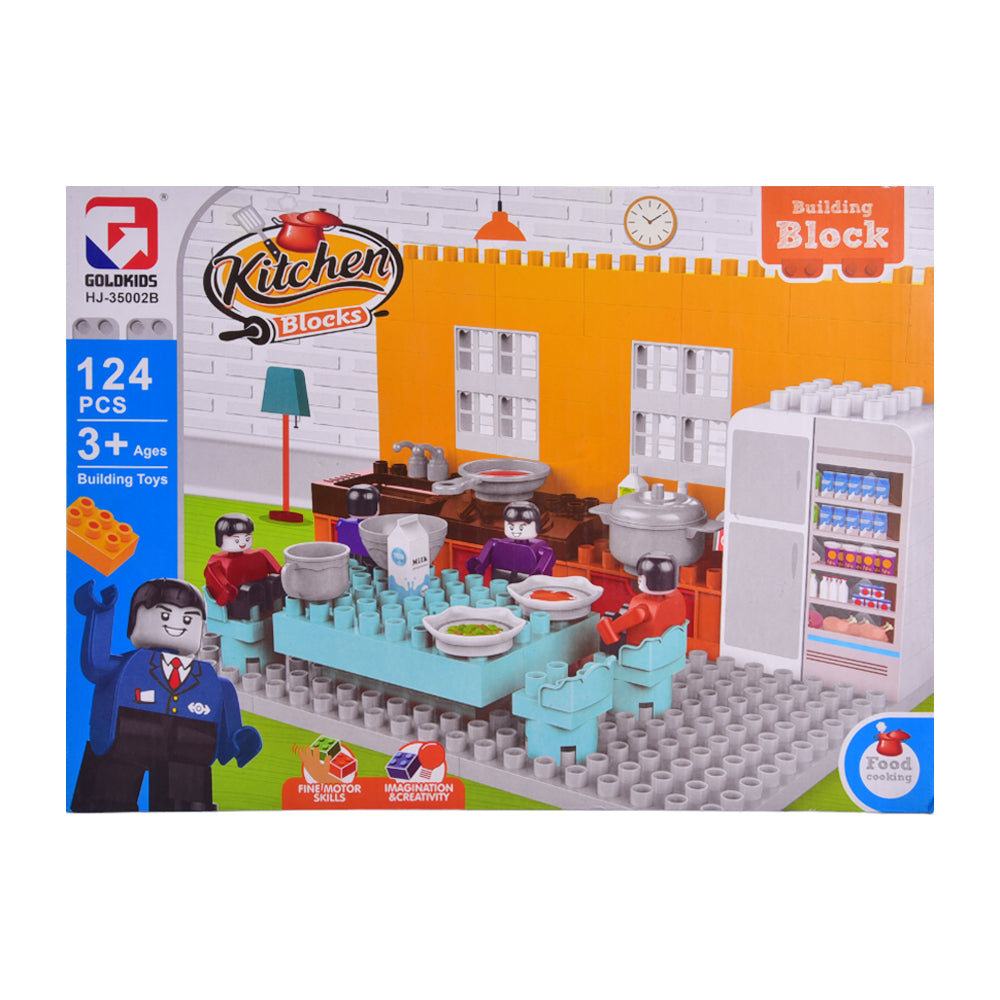 HJ-35002B GOLDKIDS KITCHEN BLOCKS ET 124PC IR Default Title - MamasJan Toys