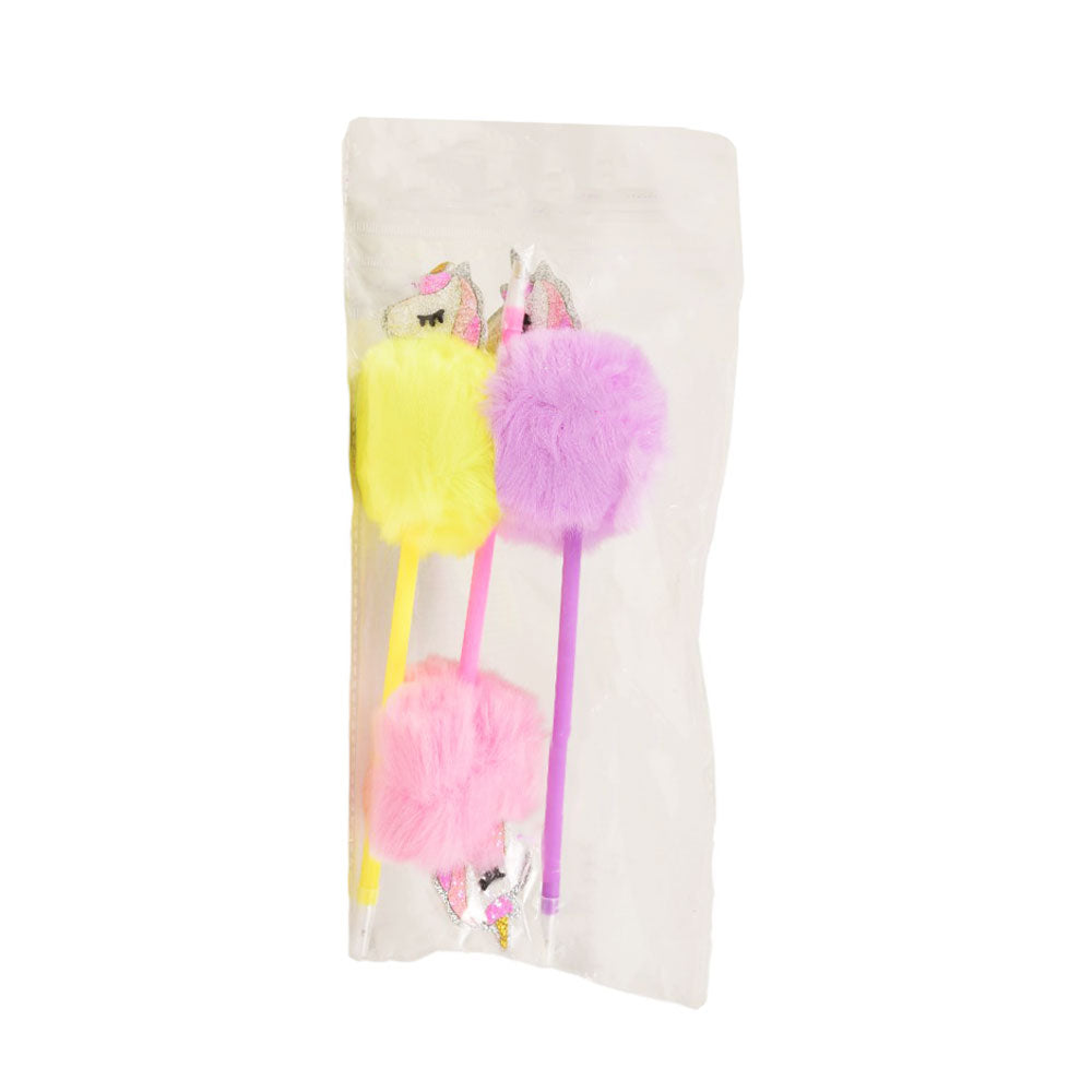 9985 FANCY FUR UNICORN BALL PEN 3PC PACK A.M Default Title - MamasJan Toys