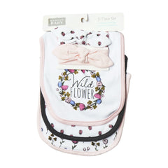 BABY BIB 3PC PACK WITH 2PC HEAD BAND MZS-23 LF-755 Default Title - MamasJan KidsWear