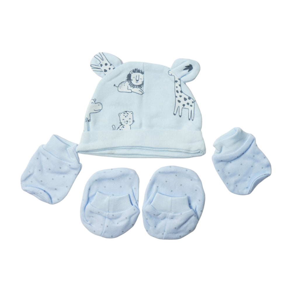 BABY COTTON CAP MITTON & BOOTIES SET MDW-23 CHI COT3D65 Default Title - MamasJan KidsWear