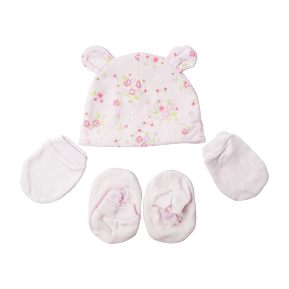 BABY COTTON CAP MITTON & BOOTIES SET MDW-23 CHI COT3D66 Default Title - MamasJan KidsWear