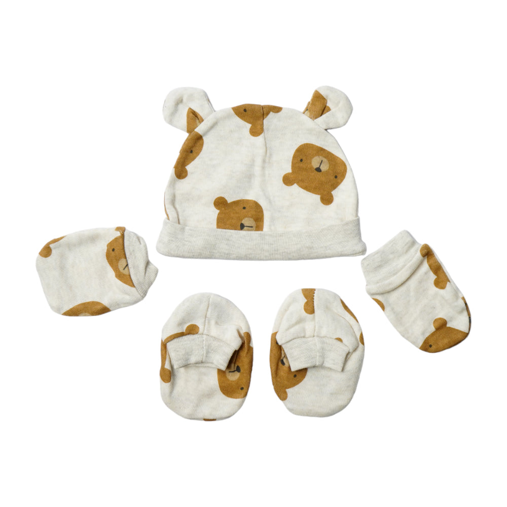BABY COTTON CAP MITTON & BOOTIES SET MDW-23 CHI COT3D67 Default Title - MamasJan KidsWear
