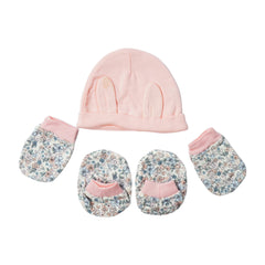 BABY COTTON CAP MITTON & BOOTIES SET MDW-23 CHI COT3D68 Default Title - MamasJan KidsWear