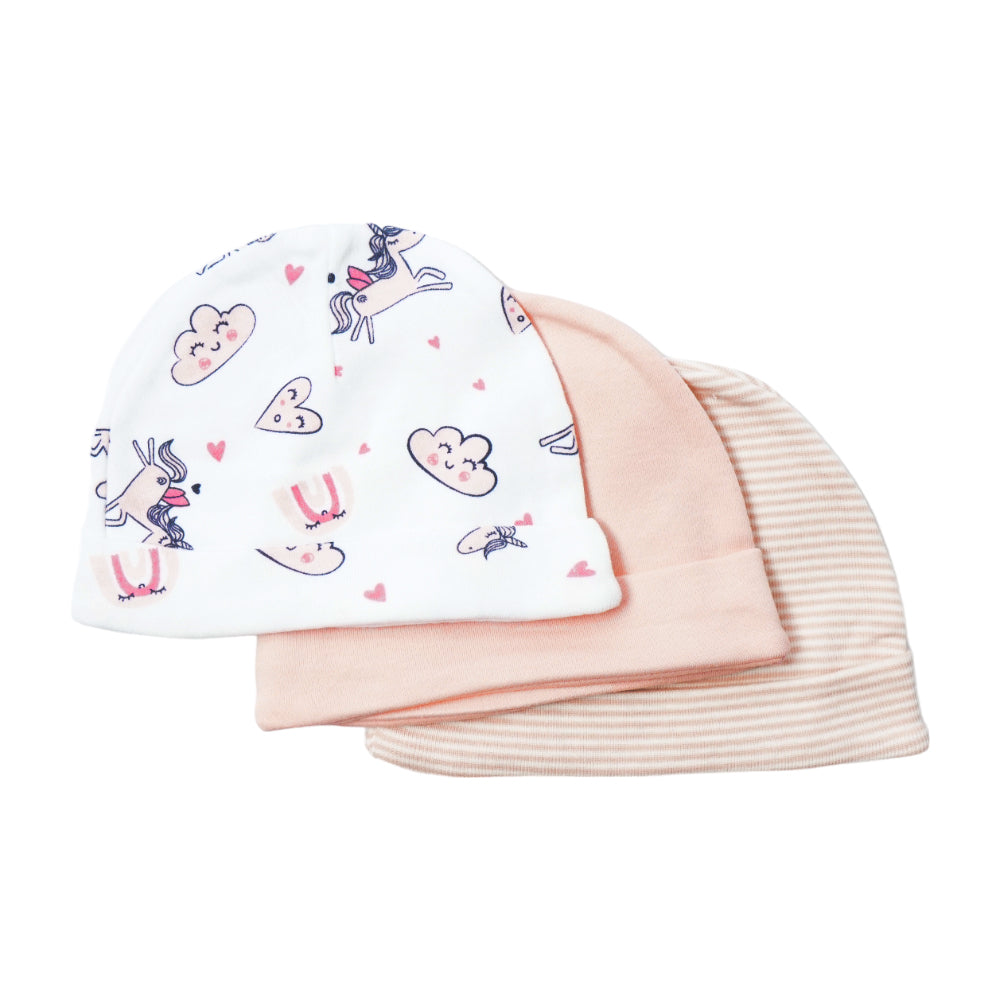 BABY COTTON CAP 3PC SET MDW-23 CHI COTMIX-G Default Title - MamasJan KidsWear