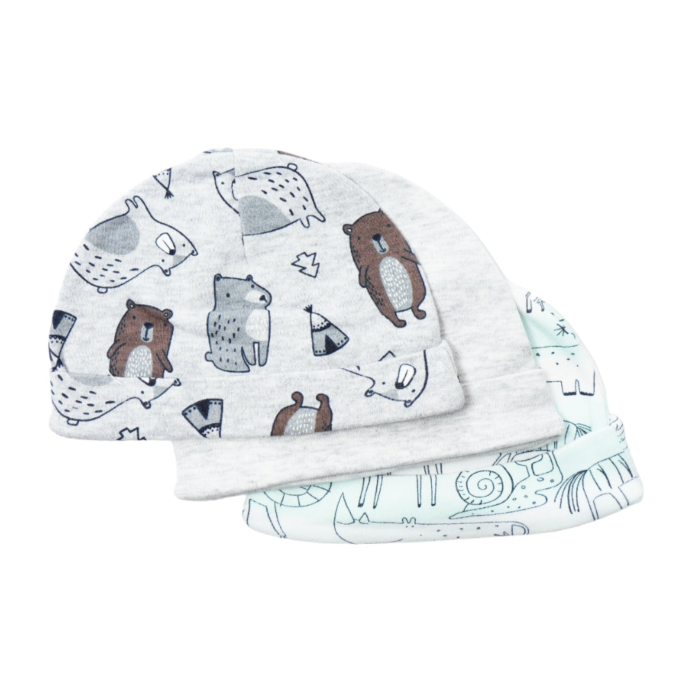 BABY COTTON CAP 3PC SET MDW-23 CHI COTMIX-B Default Title - MamasJan KidsWear