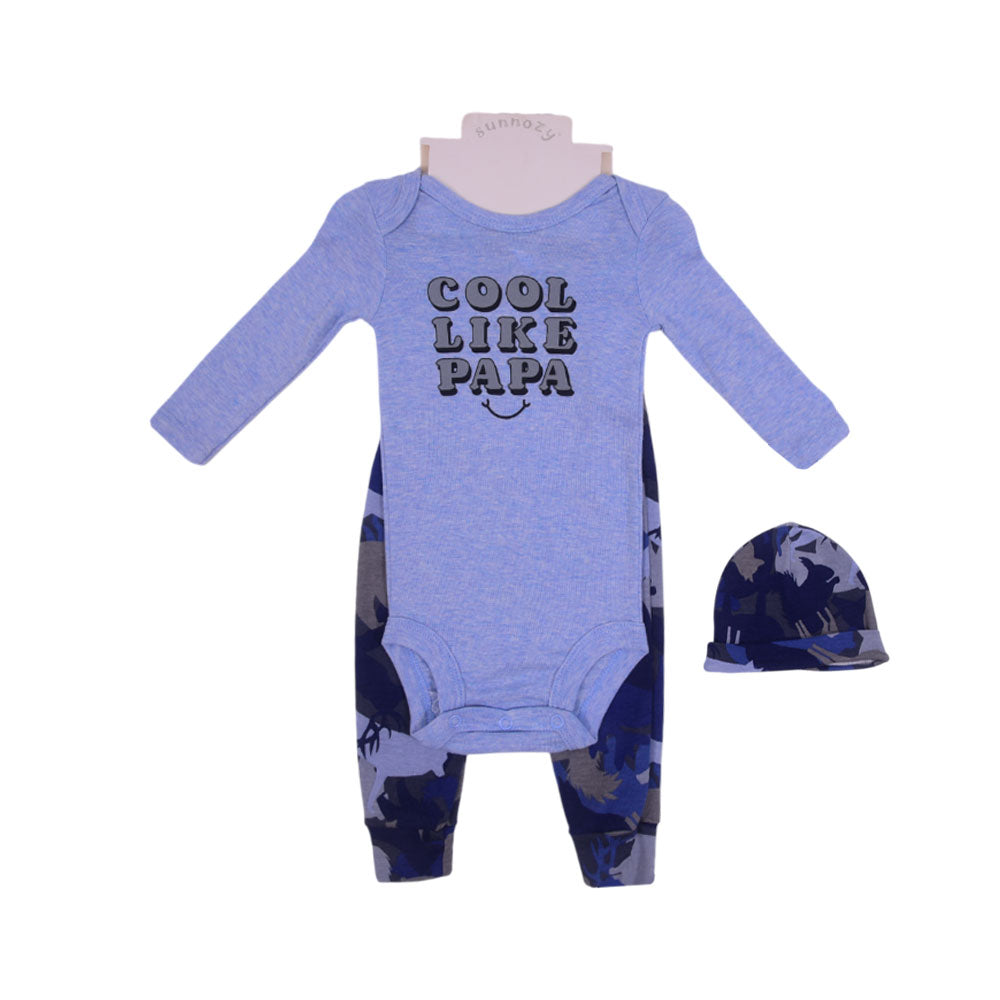 BOYS L/S 3PC PAJAMA SUIT MDW-23 0-3M CHI ST307 Default Title - MamasJan KidsWear