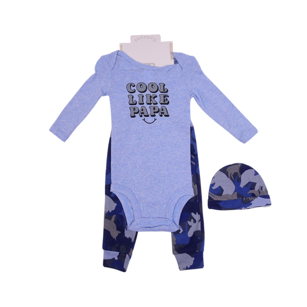 BOYS L/S 3PC PAJAMA SUIT MDW-23 3-6M CHI ST307 Default Title - MamasJan KidsWear