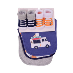 BABY BIB 3PC PACK WITH 2 PAIR BOOTIES MDW-23 CHI 17587 Default Title - MamasJan KidsWear