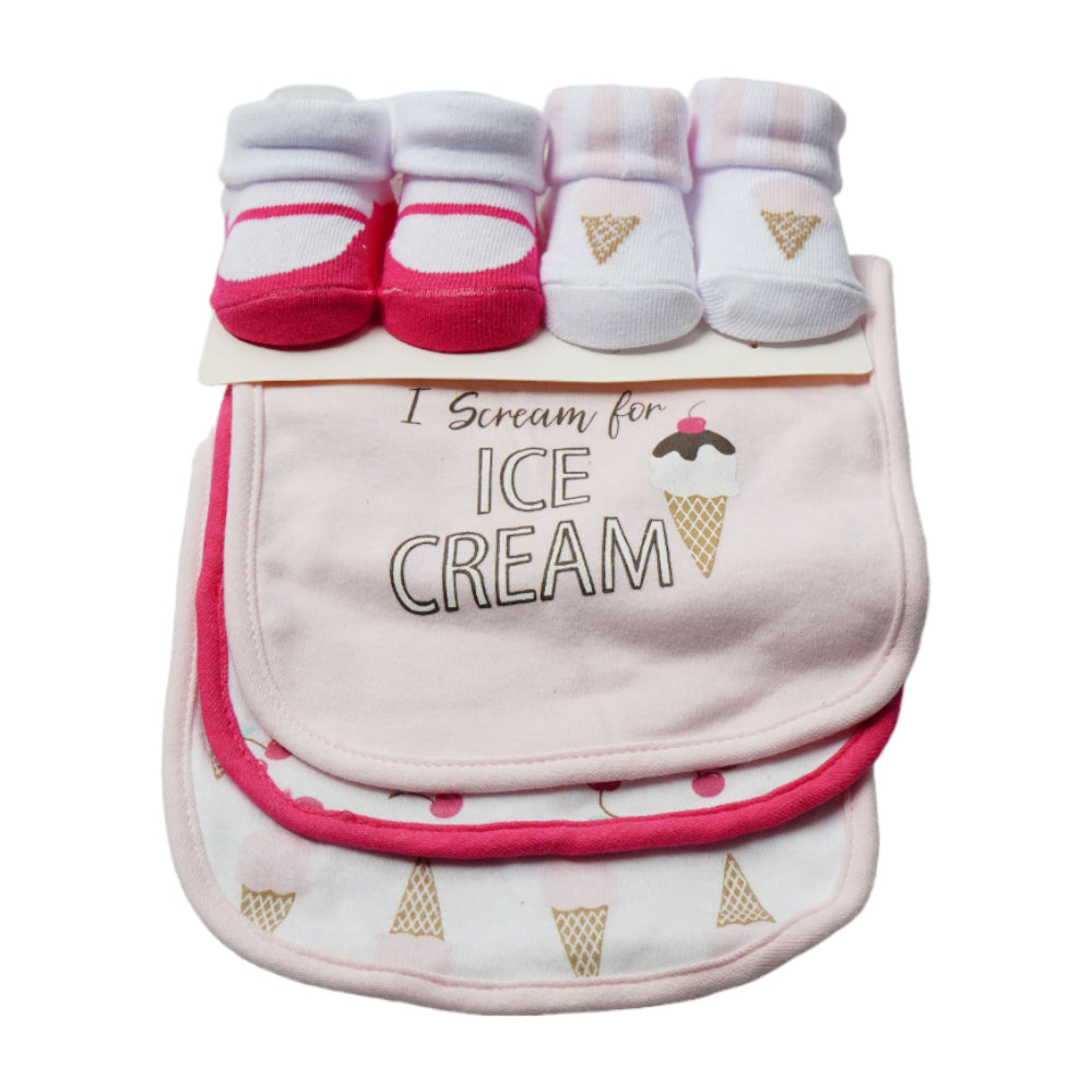 BABY BIB 3PC PACK WITH 2 PAIR BOOTIES MDW-23 CHI 17606 Default Title - MamasJan KidsWear