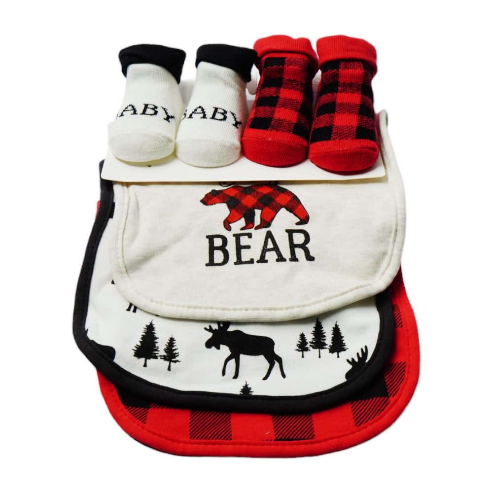 BABY BIB 3PC PACK WITH 2 PAIR BOOTIES MDW-23 CHI 17597 Default Title - MamasJan KidsWear