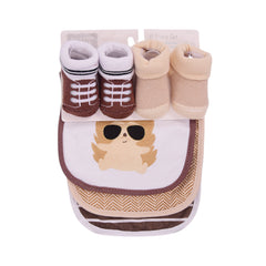 BABY BIB 3PC PACK WITH 2 PAIR BOOTIES MDW-23 CHI 56220 Default Title - MamasJan KidsWear