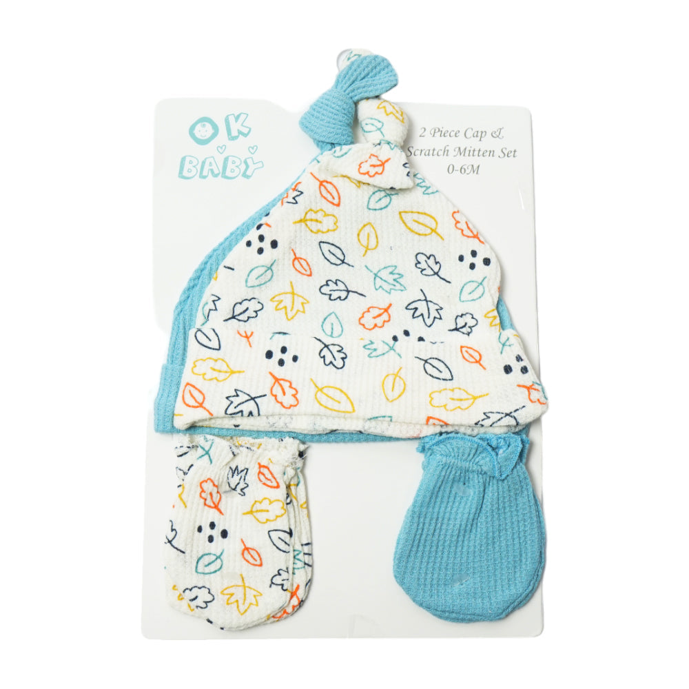 BABY COTTON CAP 2PC PACK W 2 PAIR MITTION MDW-23 CHI MP73503 Default Title - MamasJan KidsWear
