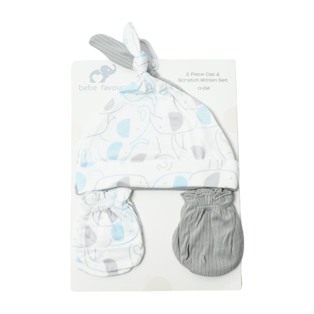BABY COTTON CAP 2PC PACK W 2 PAIR MITTION MDW-23 CHI BP73526 Default Title - MamasJan KidsWear