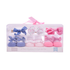 BABY BOOTIES 3 PAIR WITH 3 HEAD BAND MDW-23 CHI 08014CH Default Title - MamasJan KidsWear