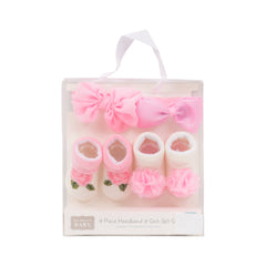 BABY BOOTIES 2 PAIR WITH 2 HEAD BANDS MDW-23 CHI 08002CH Default Title - MamasJan KidsWear