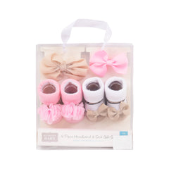 BABY BOOTIES 2 PAIR WITH 2 HEAD BANDS MDW-23 CHI 08007CH Default Title - MamasJan KidsWear