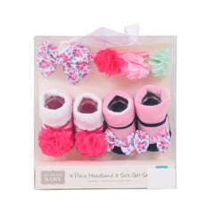 BABY BOOTIES 2 PAIR WITH 2 HEAD BANDS MDW-23 CHI 08006CH Default Title - MamasJan KidsWear