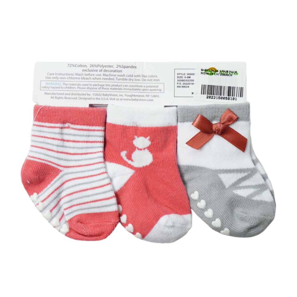 BABY SOCKS 3 PAIR PACK MDW-23 CHI 00800CH Default Title - MamasJan KidsWear