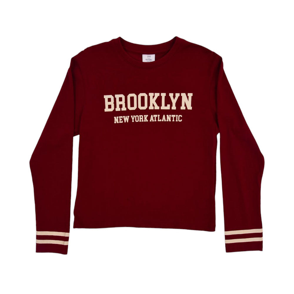 BOYS L/S T-SHIRT HOP & ROLL BURGENDY MZW-23 9-10 YEAR JB207 Default Title - MamasJan KidsWear