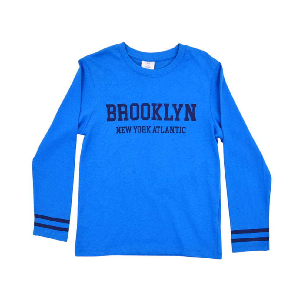 BOYS L/S T-SHIRT HOP & ROLL BLUE MZW-23 7-8 YEAR JB207 Default Title - MamasJan KidsWear