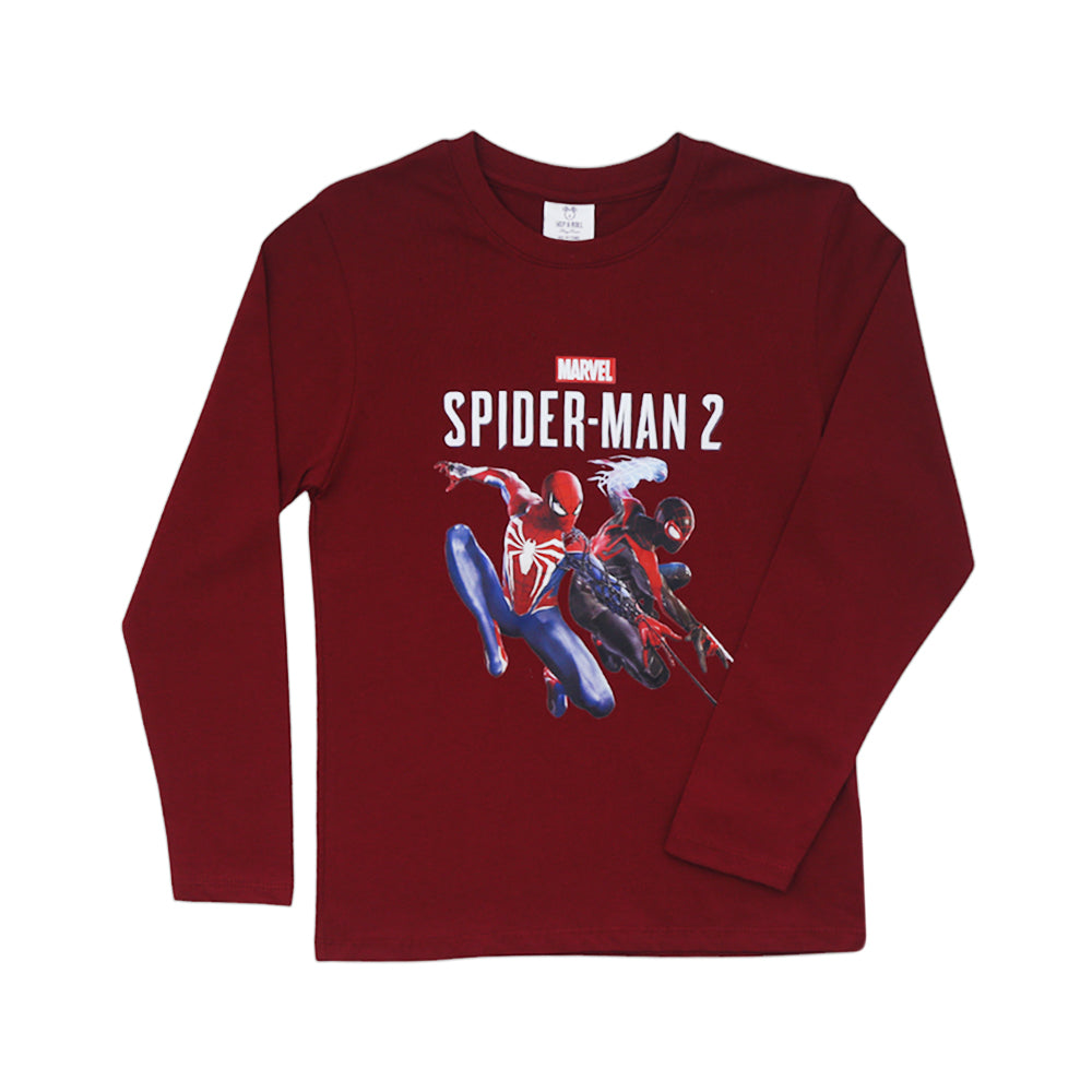 BOYS L/S T-SHIRT HOP & ROLL MEHROON MZW-23 6-7 YEAR JB214 Default Title - MamasJan KidsWear