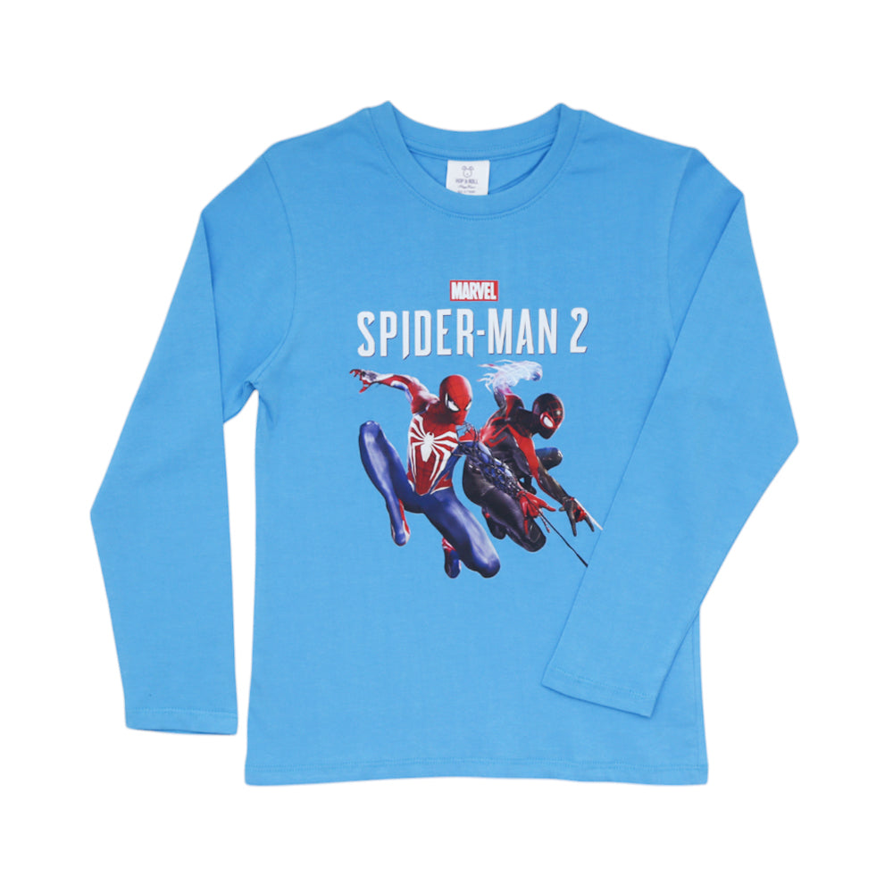 BOYS L/S T-SHIRT HOP & ROLL SKY BLUE MZW-23 6-7 YEAR JB214 Default Title - MamasJan KidsWear