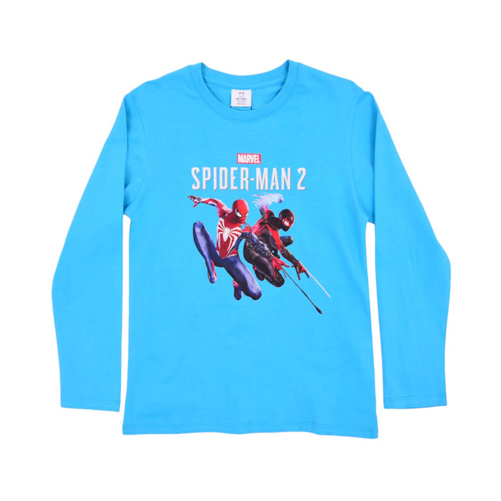 BOYS L/S T-SHIRT HOP & ROLL SKY BLUE MZW-23 9-10 YEAR JB214 Default Title - MamasJan KidsWear