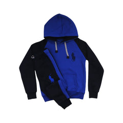 BOYS L/S 2PC TRACK SUIT HOODED N&E ROYAL BLUE MZW-23 5-6 YEA Default Title - MamasJan KidsWear