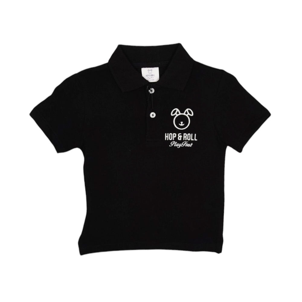 BOYS L/S POLO T-SHIRT HOP & ROLL BLACK MZW-23 2-3 YEAR JB401 Default Title - MamasJan KidsWear