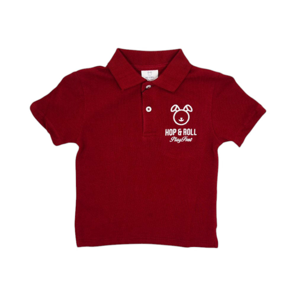 BOYS L/S POLO T-SHIRT HOP & ROLL MEHROON MZW-23 2-3 YEAR JB4 Default Title - MamasJan KidsWear