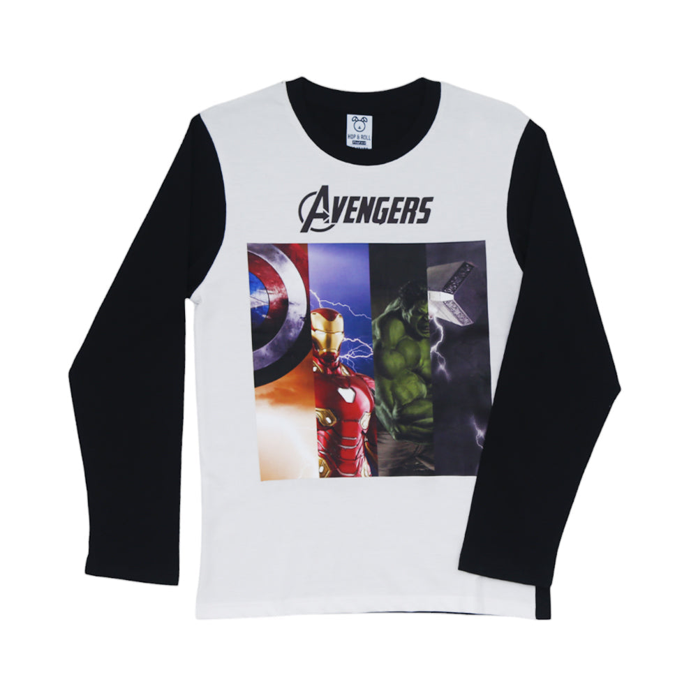 BOYS L/S T-SHIRT HOP & ROLL WHITE MZW-23 7-8 YEAR JB209 Default Title - MamasJan KidsWear