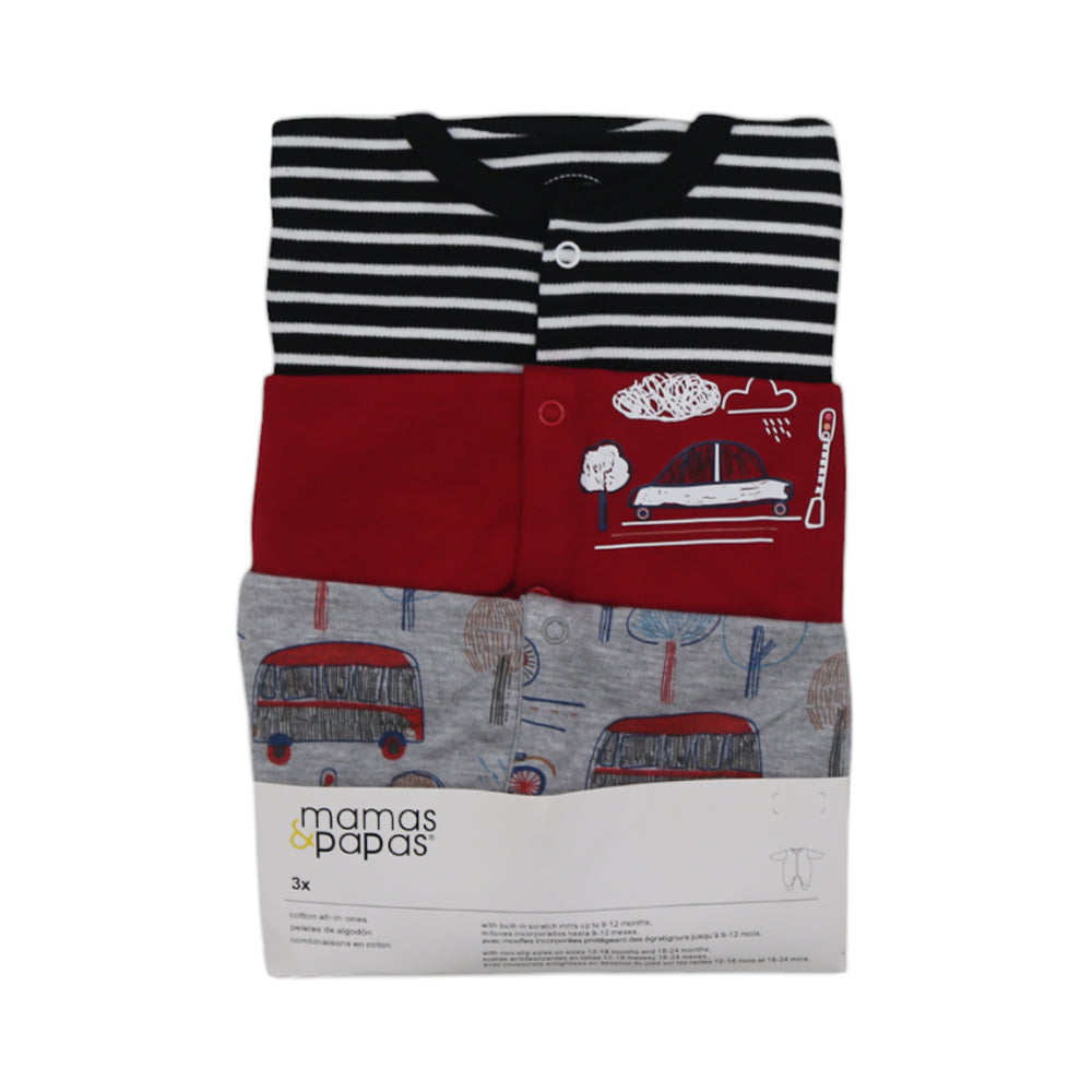 BOYS L/S 3PC SLEEP SUIT M & P MDW-23 3-6M MP01 Default Title - MamasJan KidsWear