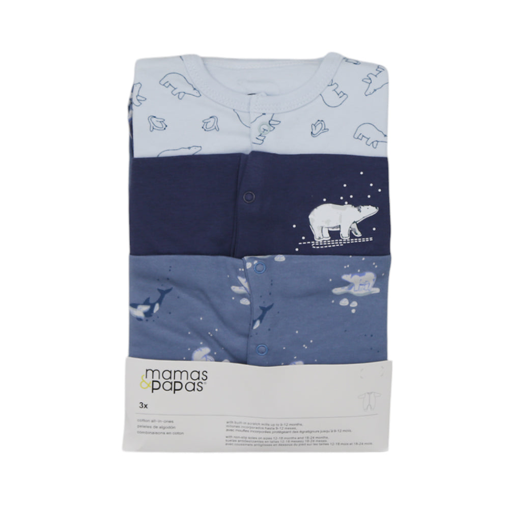 BOYS L/S 3PC SLEEP SUIT M & P MDW-23 6-9M MP01 Default Title - MamasJan KidsWear