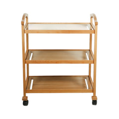 WOODEN TEA TROLLEY WITH GLASS 3 SHELF Default Title - MamasJan Household