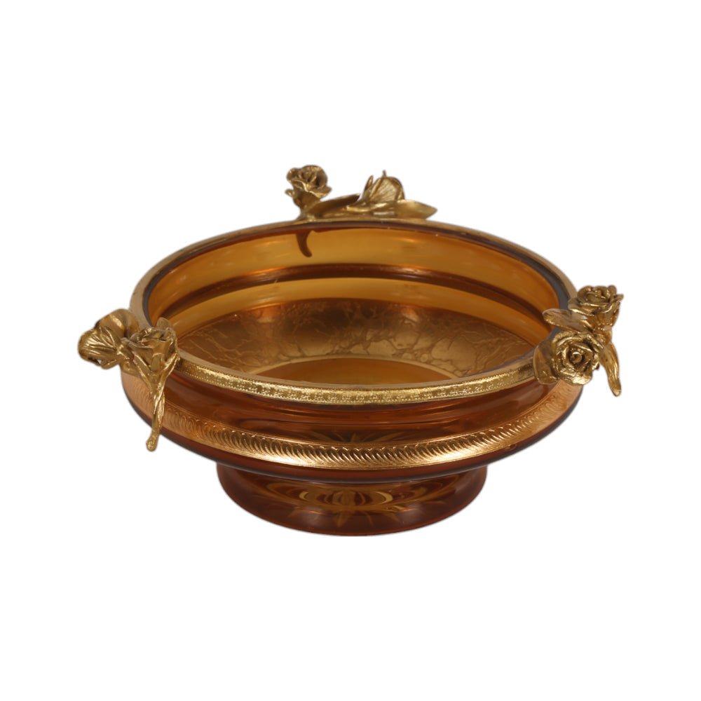 BOWL CRYSTAL BRASS IR E7-B33004-1 JSA05-A19 Default Title - MamasJan Decoration